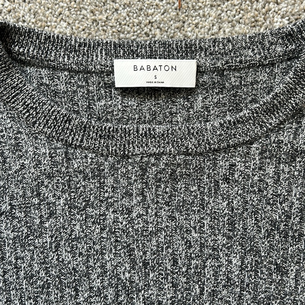 Aritzia Babaton Nathaniel Cropped Sweater gray Wool Knit Pullover - Picture 2 of 5